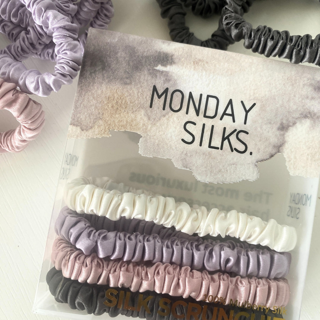 Skinny Silk Scrunchies - Pastel 4 Pack