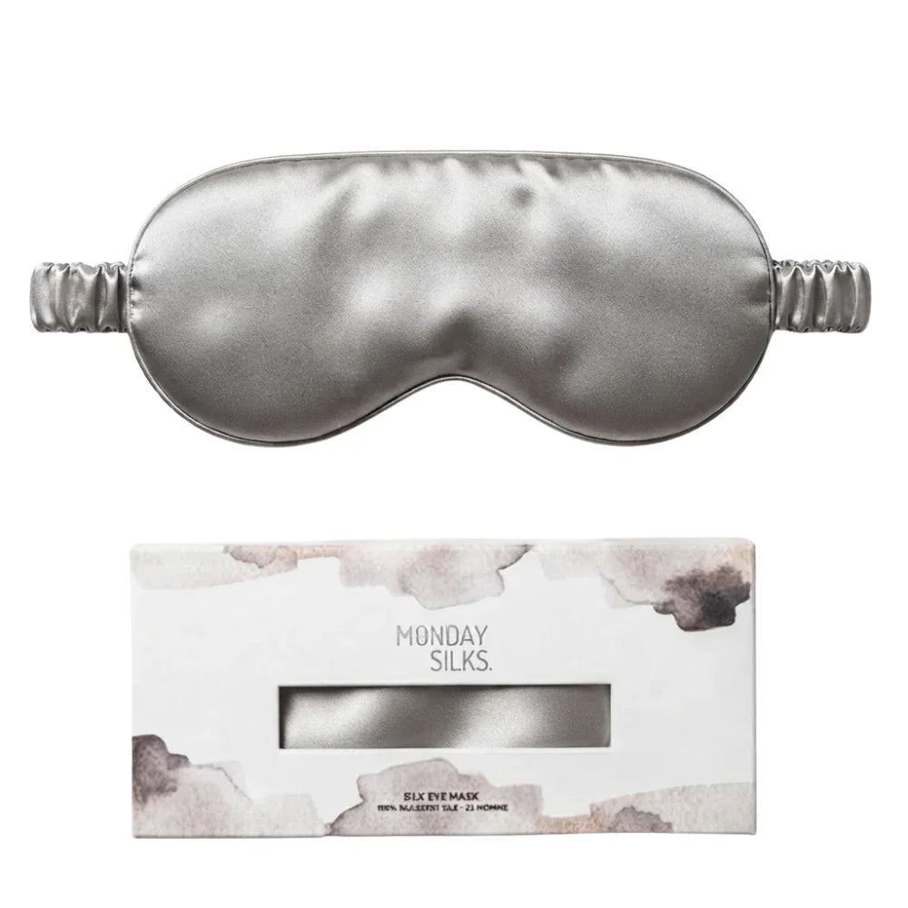 Silver silk eye mask by Monday silks nz