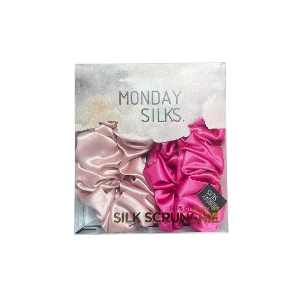 Midi Silk Scrunchies - Pink-Fuchsia 2 Pack | Monday Silks