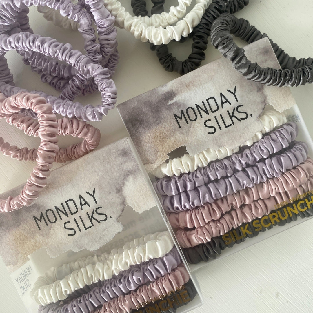 Skinny Silk Scrunchies - Pastel 6 Pack