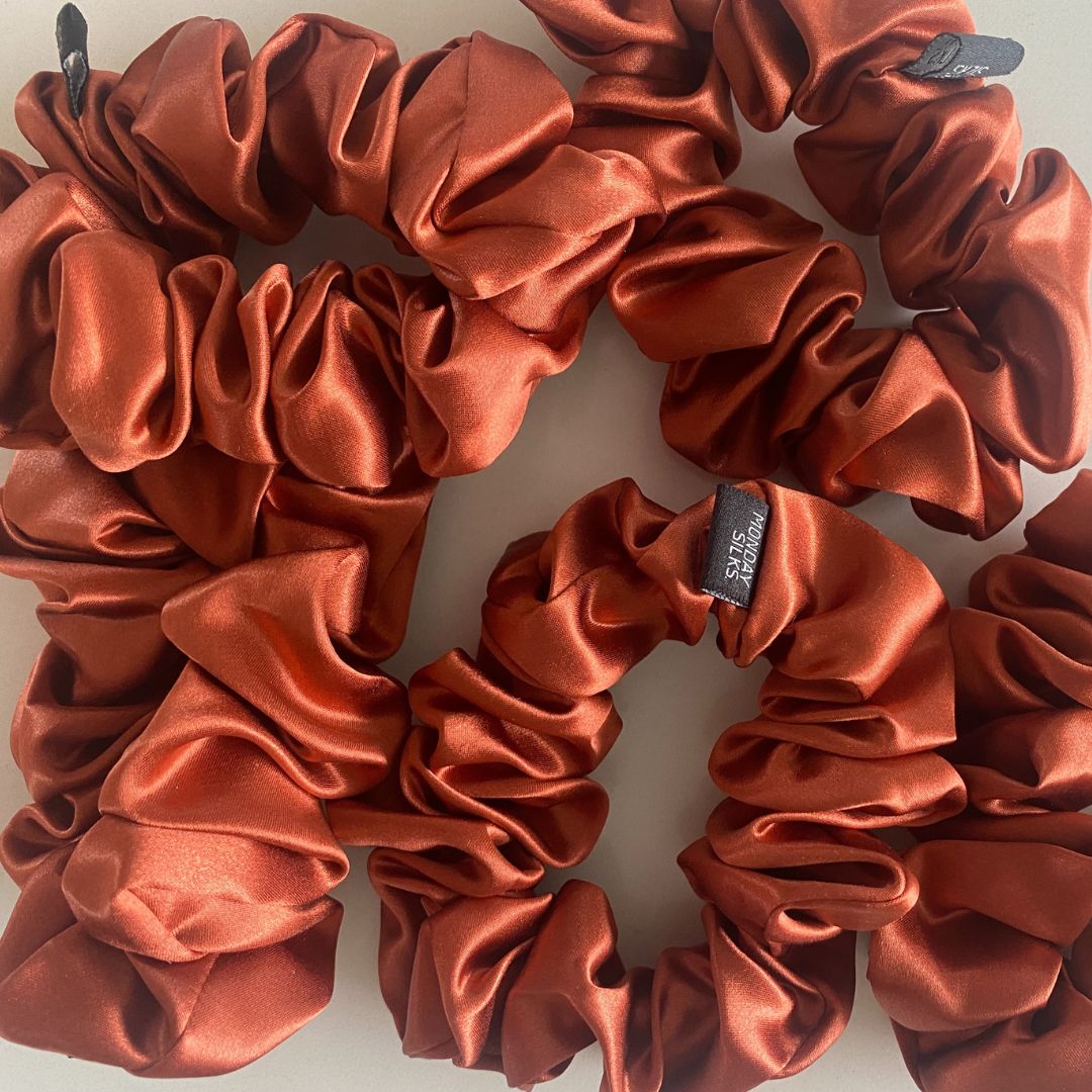 silk scrunchies copper