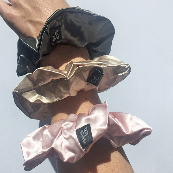 Large Silk Scrunchies - Champagne