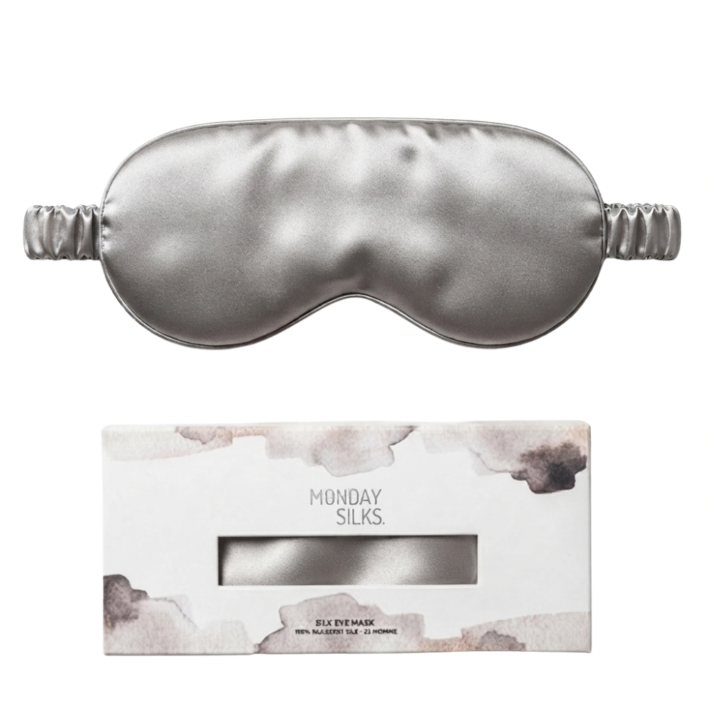 Silver silk eye mask by Monday silks nz
