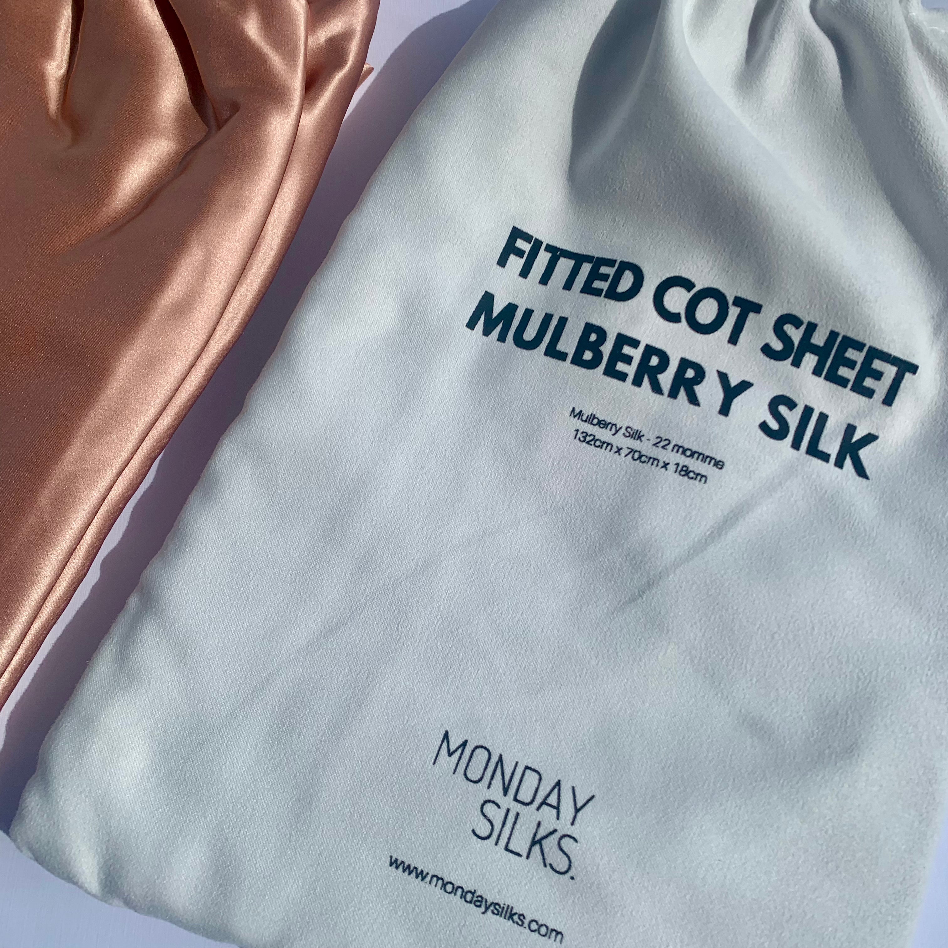 Silk Cot Sheet Fitted - Rose Gold
