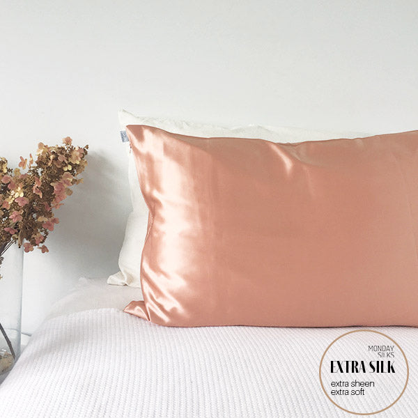 Silk Pillowcase by Monday Silks in Rose Gold colour