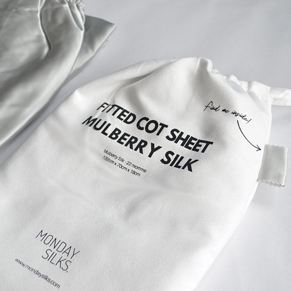 silk cot sheet - light grey - monday silks nz