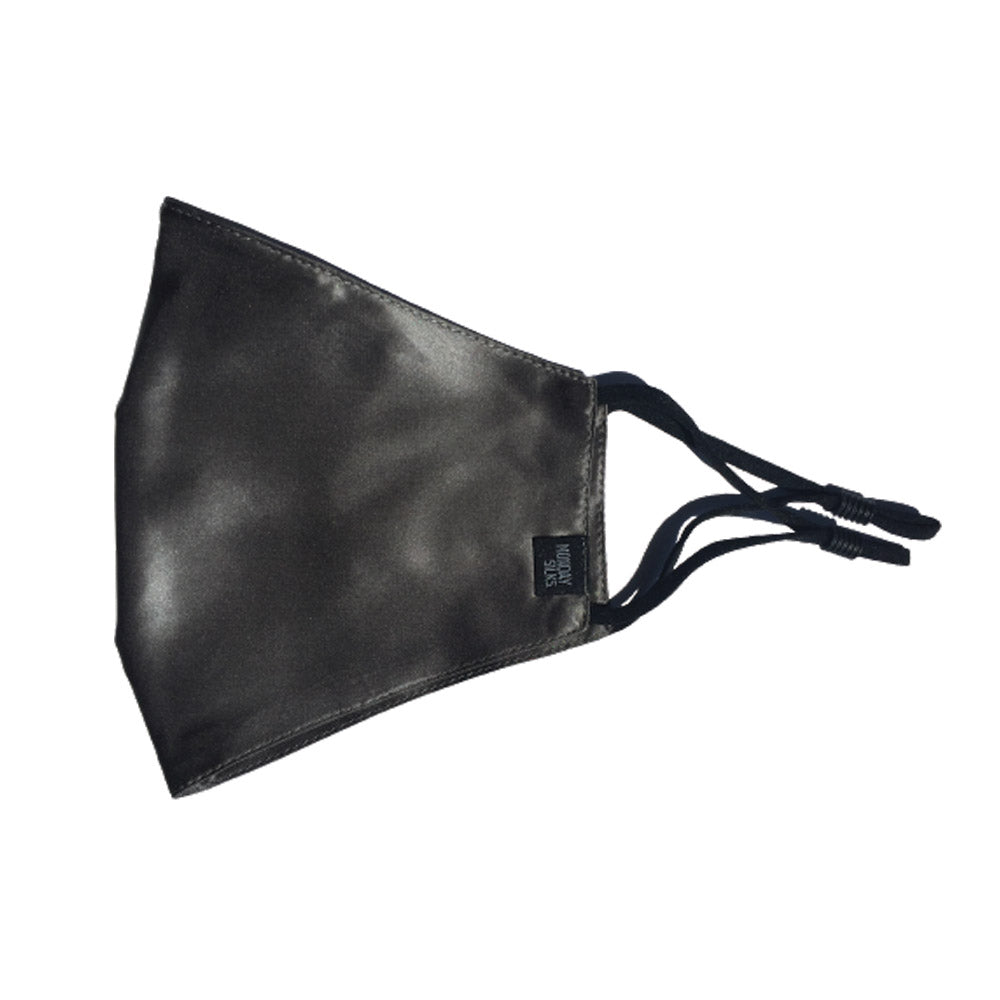 Charcoal grey Silk Face Mask - Anti Irritating & Breathable | Monday Silks NZ with adjustable ear loops. Hypoallergenic and washable.