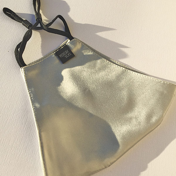 Champagne Silk Face Mask - Anti Irritating & Breathable | Monday Silks NZ shown in natural light. Elegant and breathable for daily wear.